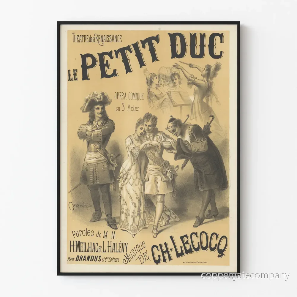Vintageaffisch för den komiska operan Le Petit Duc på Théâtre de la Renaissance