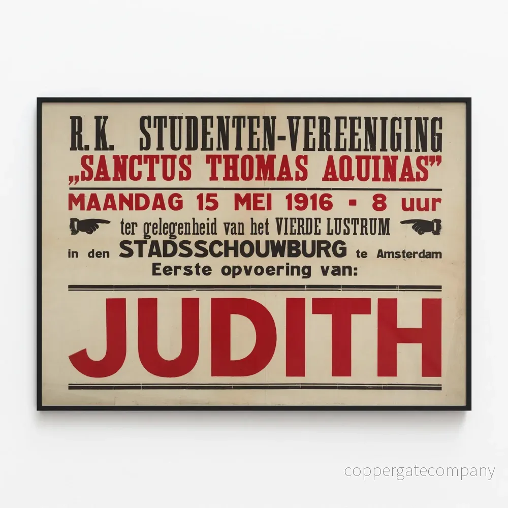 Vintageaffisch av teaterföreställningen Judith 1916
