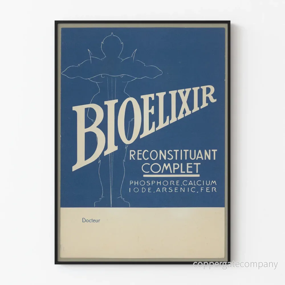Vintageposter Bioelixir komplett återställande blå Artem Legrand