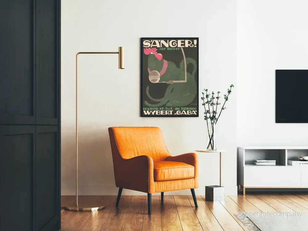 Vintage reklamposter Wybert Gaba med kvittrande tupp - Bild 2