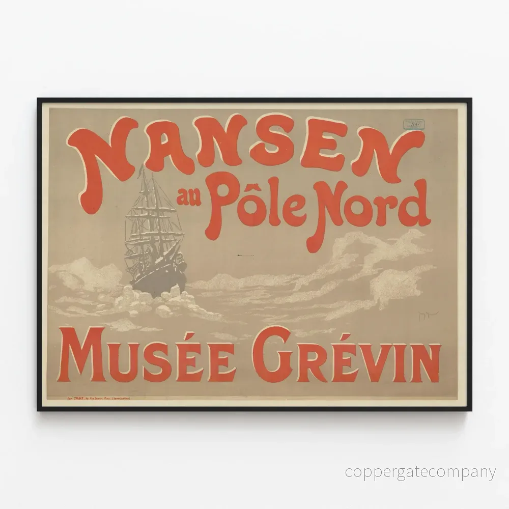 Vintageposter av Nansen vid Nordpolen, Grévin-museet