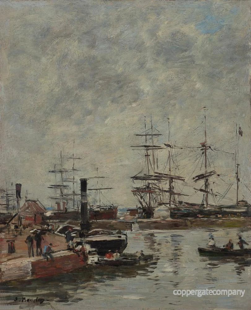 Målning av hamn med fartyg vid kajen - Eugène Boudin | Konsttryck - Bild 2