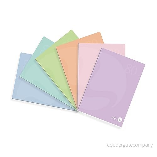 Bm BeMore Färg 80 pastell 0121002 anteckningsbok A4 5 Mm ränder Marginalfria tavlor för 4 och 5:e elementära, medelstora övre G/kvm papper förpackning med 10 stycken 8008234210075