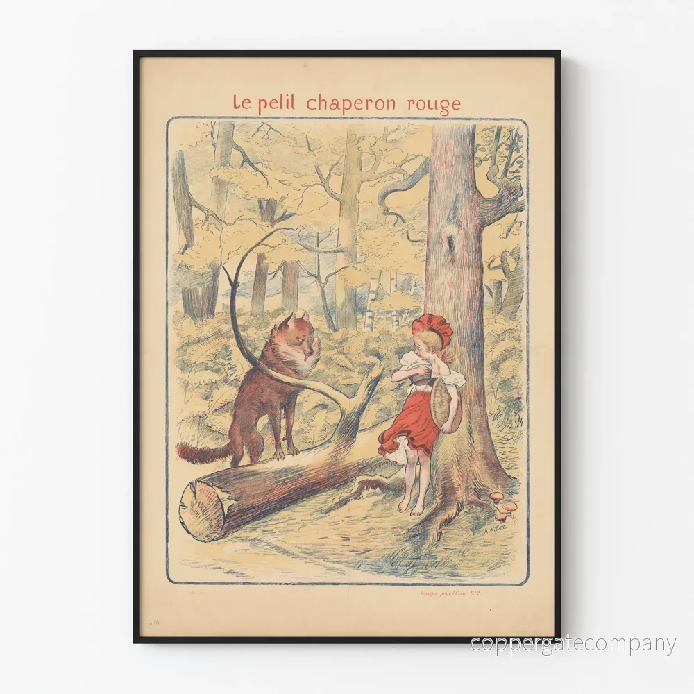 Vintageposter av Lilla Rödluvan - Klassisk illustration för barnrumsdekoration