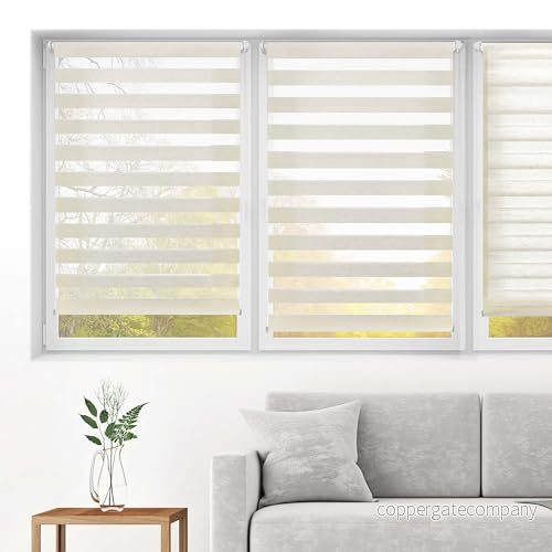 Blindecor Indus dubbelrullgardin fästs utan borrning duo rullgardin i linnefärger 45 x 150 cm (bredd längd) tygstorlek 42 145 8434363290563