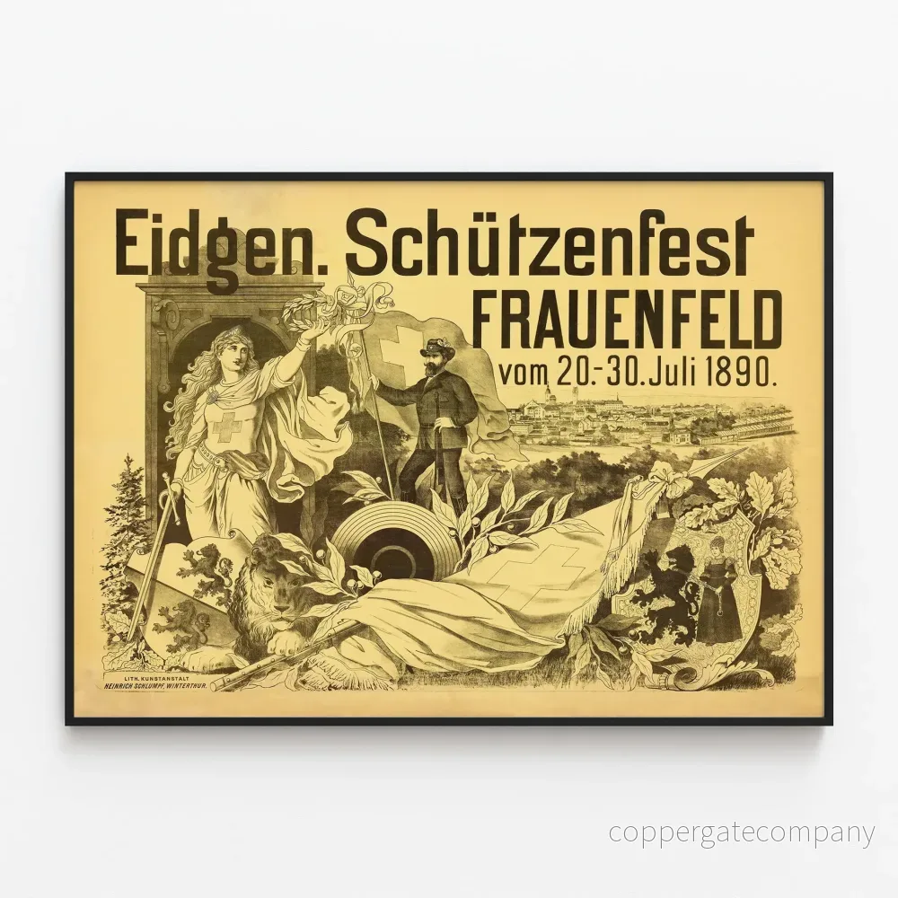 Vintageposter Eidgen Schützenfest Frauenfeld 1890