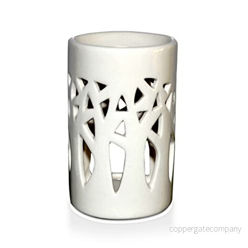 Doftbrännare brännare fondant doftvax diffuser olja och doft ljushållare lykta aromaterapi keramik med ljusprojektion H 11 cm Forêt Blanc Zen'Arôme 3700643509645