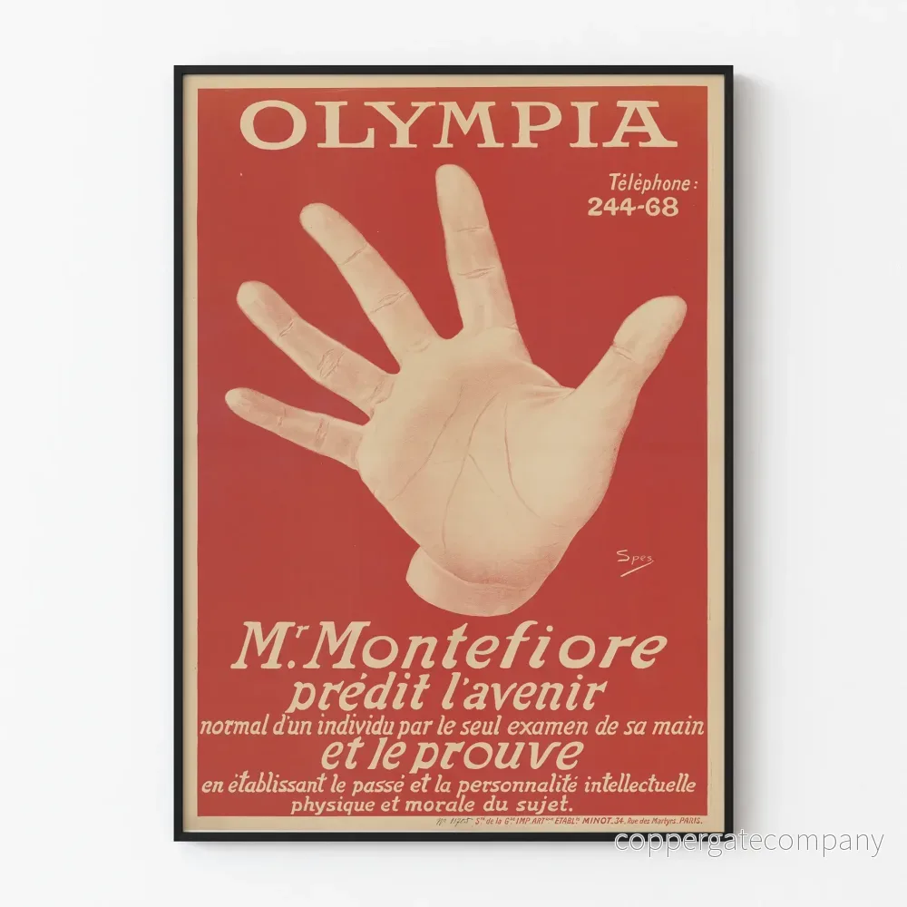 Vintageposter 'Mr Montefiore förutspår framtiden' Väggdekoration Hand