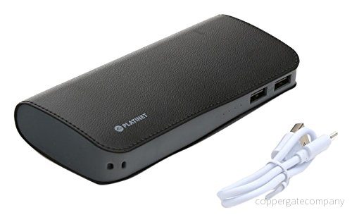 PLATINET Power Bank 11 000 mAh + mikro-USB-kabel svart läder 5907595434546