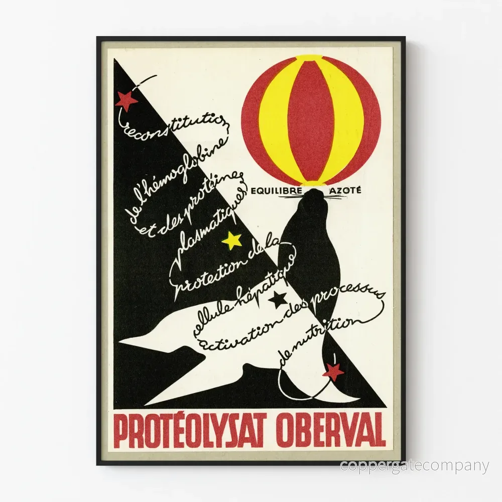 Vintageposter Protéolysat Oberval väggdekoration från 50-talet Vintageposter Protéolysat Oberval väggdekoration från 50-talet