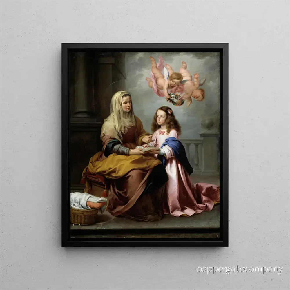 Lärdom av jungfru Marias utbildning - Bartolomé Esteban Murillo | Konsttryck