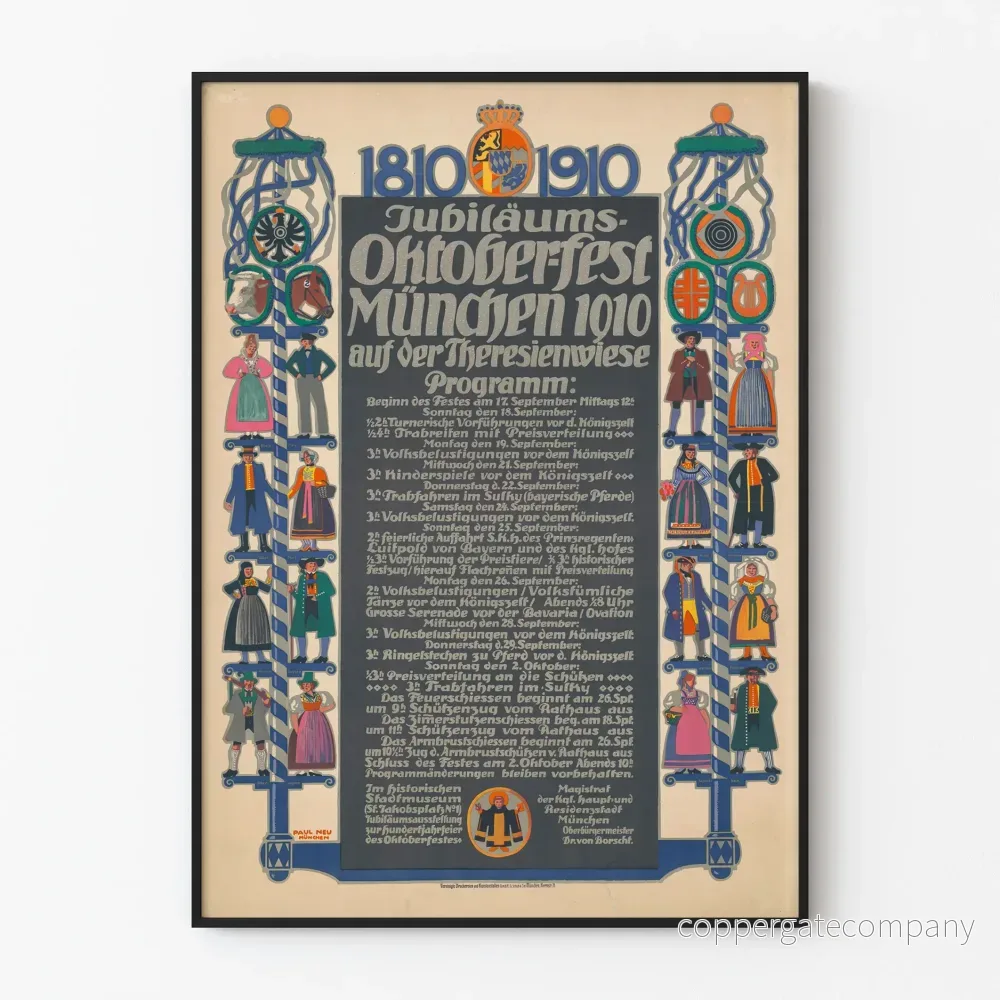 Jubileumsaffisch Oktoberfest München 1910 - Vintage väggdekoration