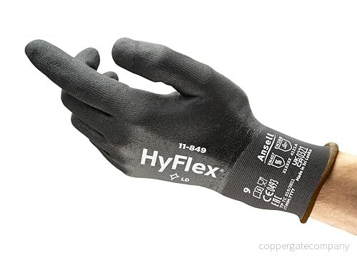 Ansell Hyflex 11 849 nötningsbeständiga professionella arbetshandskar, skydd med flera användningsområden, mekanik, hantering, montering, tvättbar säkerhetshandske, svart, storlek S (1 par) 76490641627