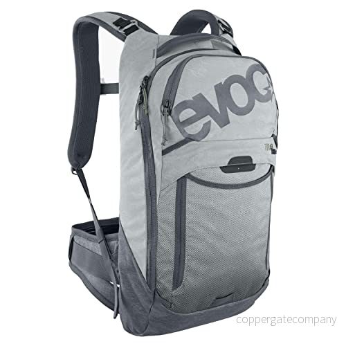 EVOC TRAIL PRO 10l ryggsäck för stigcykling och tävling, (lätt cykelryggsäck, LITESHIELD PLUS ryggskydd, 3l vätskefack, storlek: S/M), stengrå/karbongrå 4250450729426