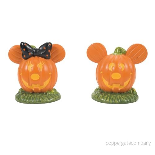 Department 56 Disney Village Halloween tillbehör Pumpkintown Musse och Mimmi Pigg figurin set, 4,5 cm, flerfärgad 28399291236