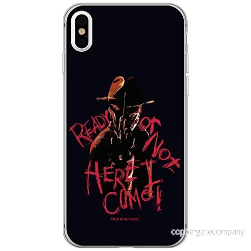 ERT GROUP mobiltelefonfodral för Iphone X/XS originalt och officiellt licensierat Horror mönster Nightmare of Elm Street 007 anpassad till formen på mobiltelefonen, fodral tillverkad av TPU plast 5905511085179