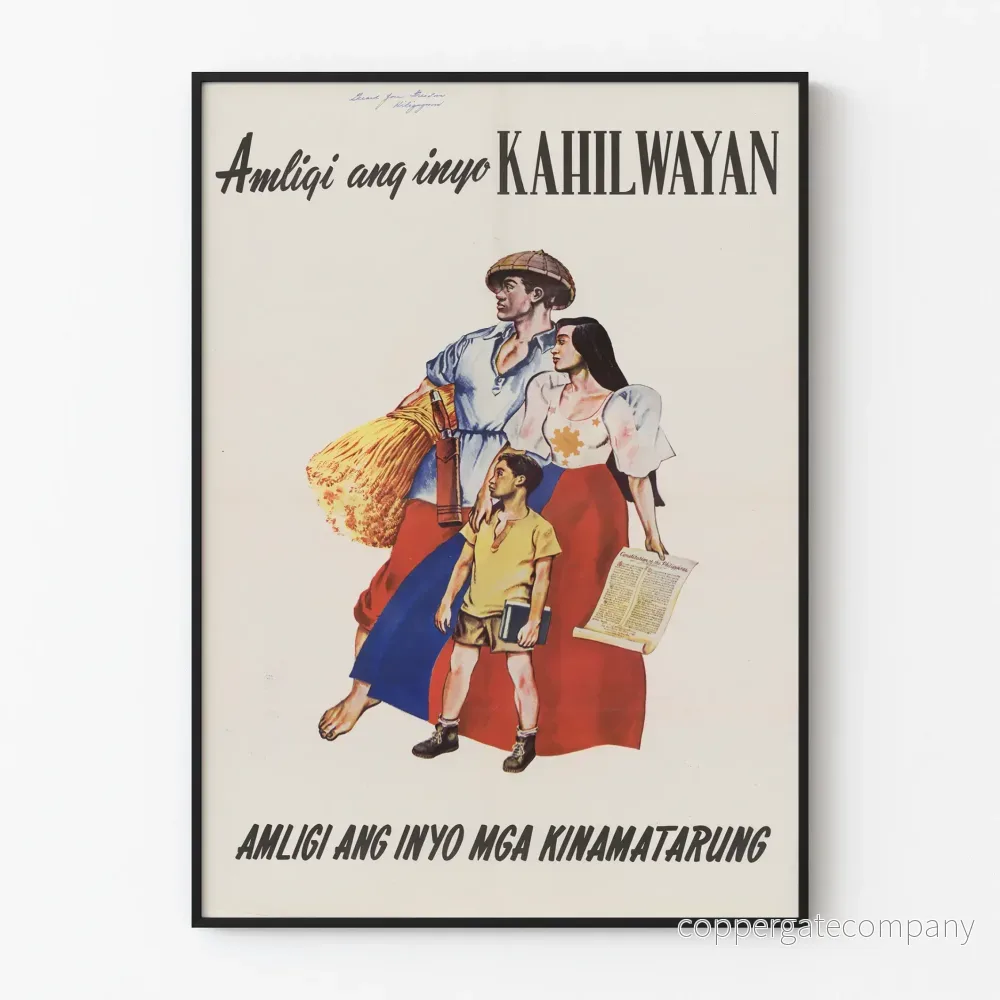 Vintageposter för Krig och Frihet på Filippinerna - Historisk Väggdekoration