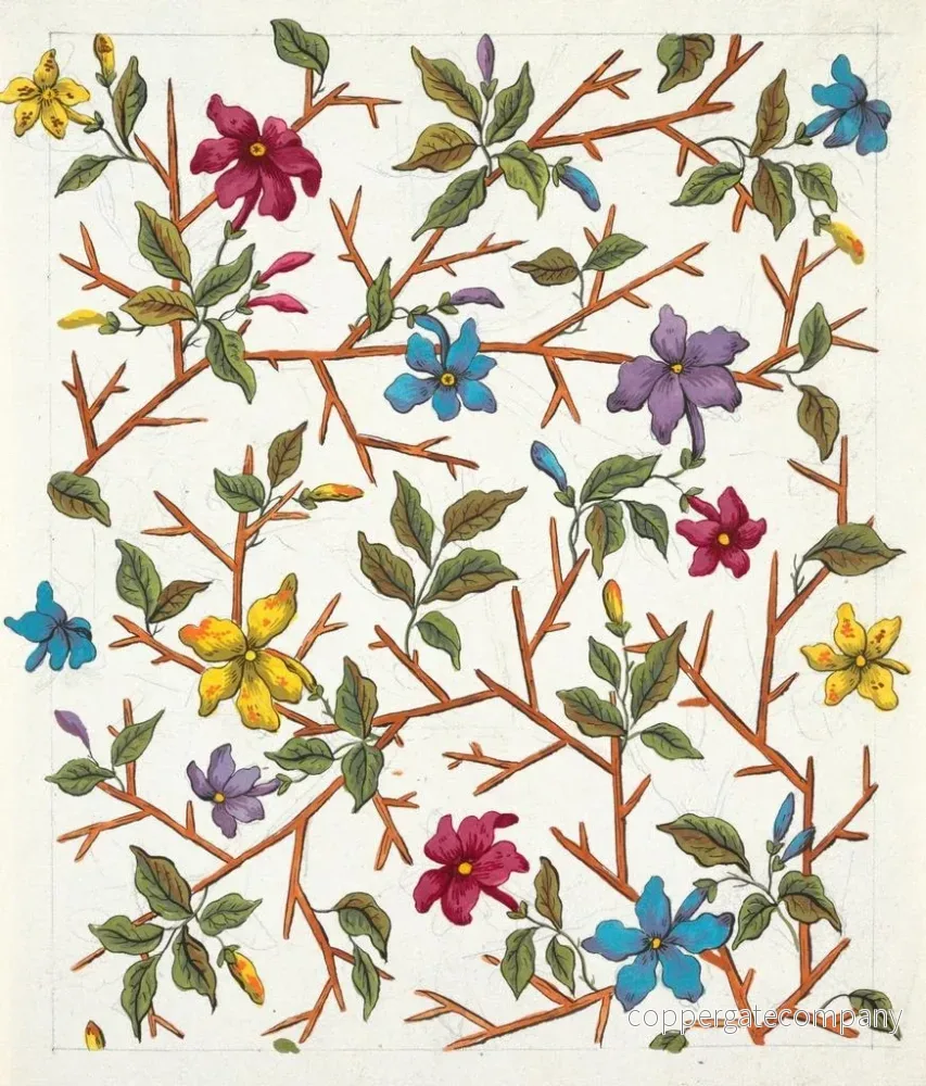 Målning Motif floral för textiltryck Pl XIX - Anonym | Konsttryck - Bild 2