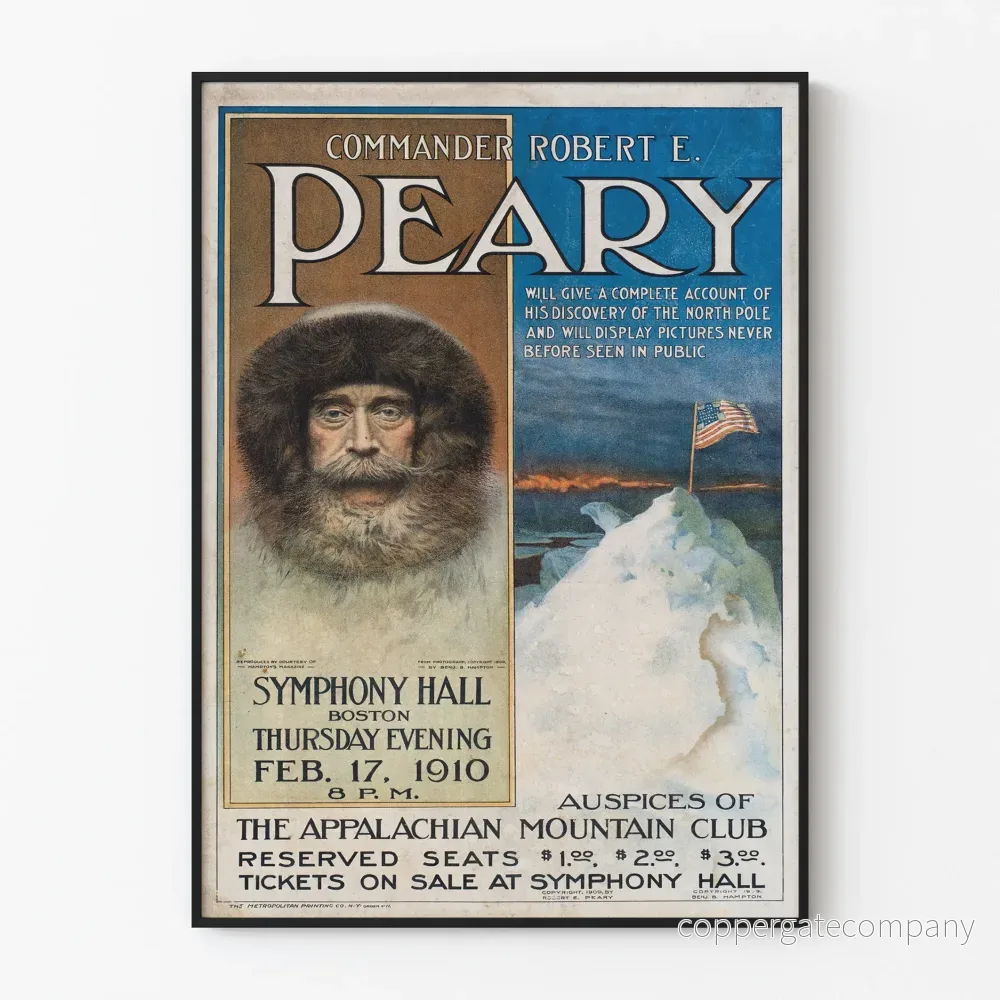 Vintageposter av Commander Robert E. Peary vid Symphony Hall 1910